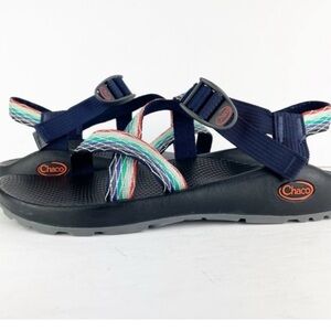 Chaco Z1 single strap navy and rainbow hiking Sandals